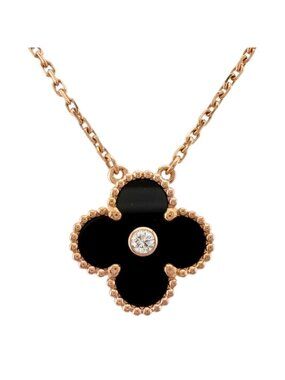 Van Cleef & Arpels Vintage Alhambra Necklace 18k Pink Gold Diamond